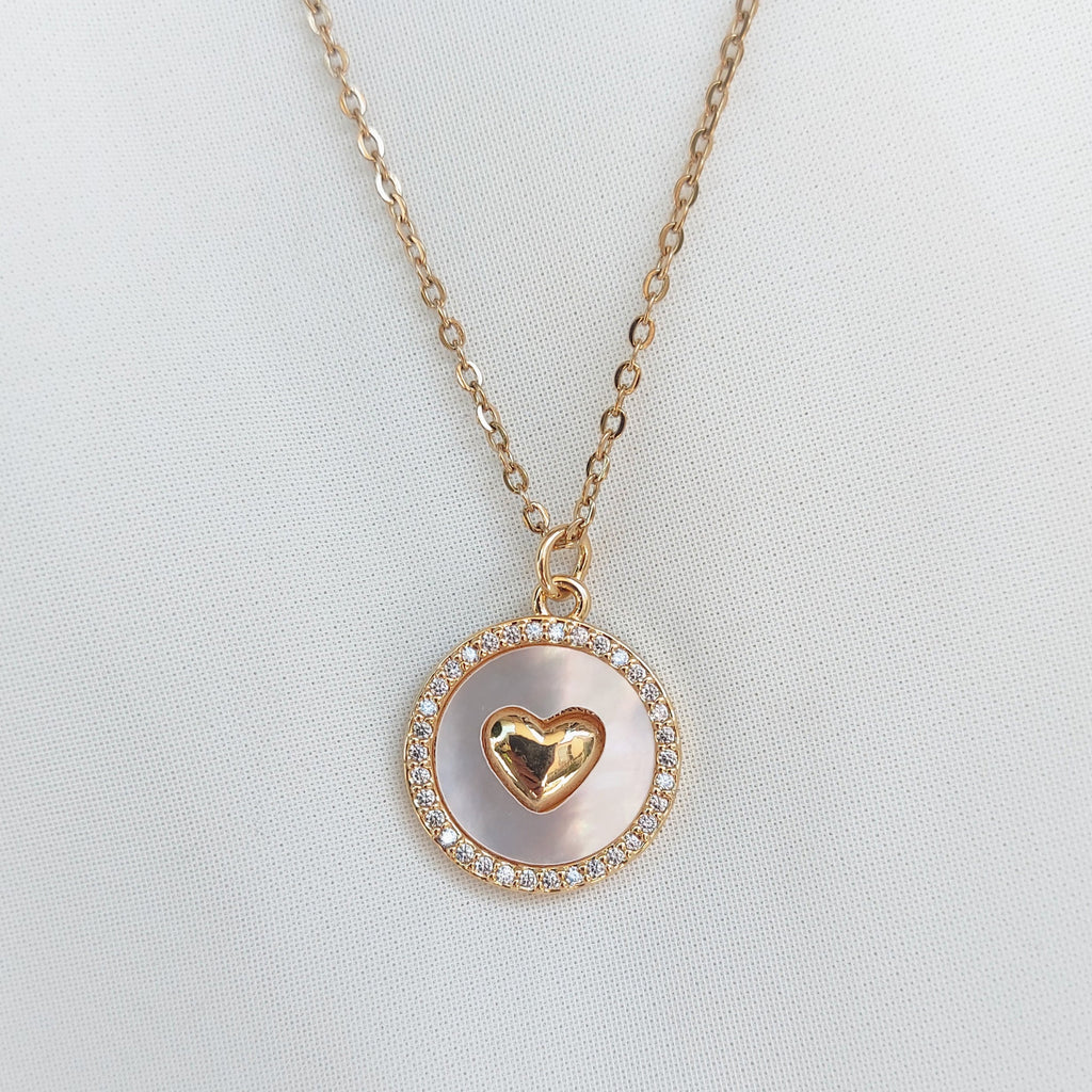 Mother of pearl locket heart