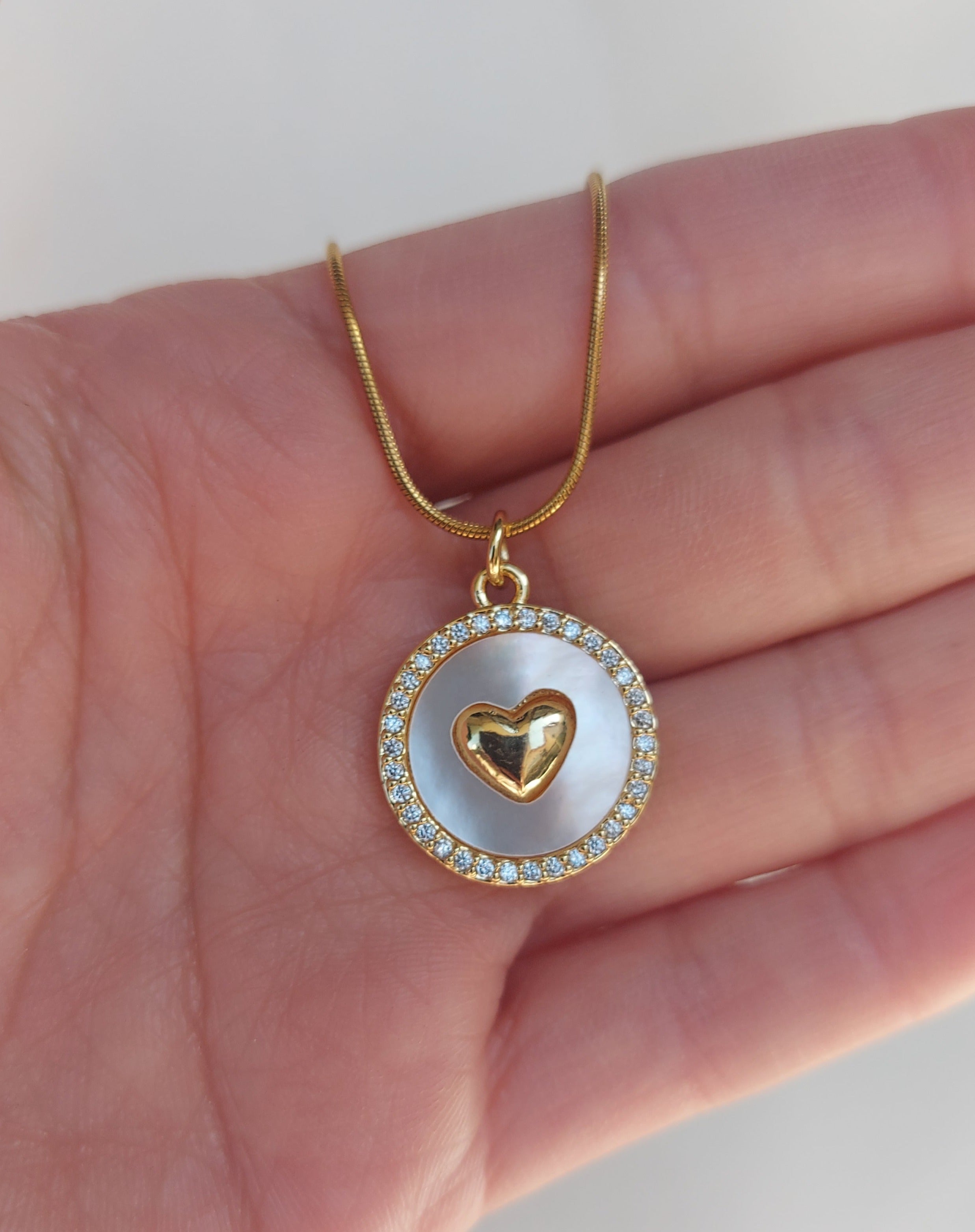 Mother of pearl locket heart